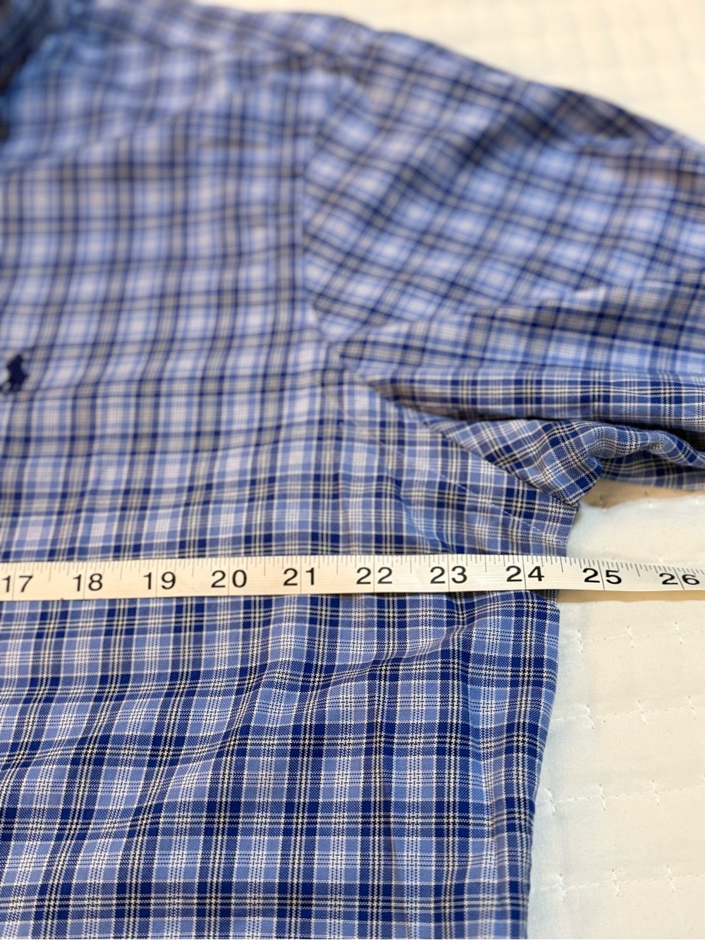 Upcycled Men’s Ralph Lauren Ckassic Blue Plaid Button-Down Shirt - Picture 7 of 8